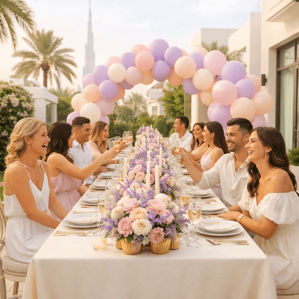 Colourful party decorations for a family gathering